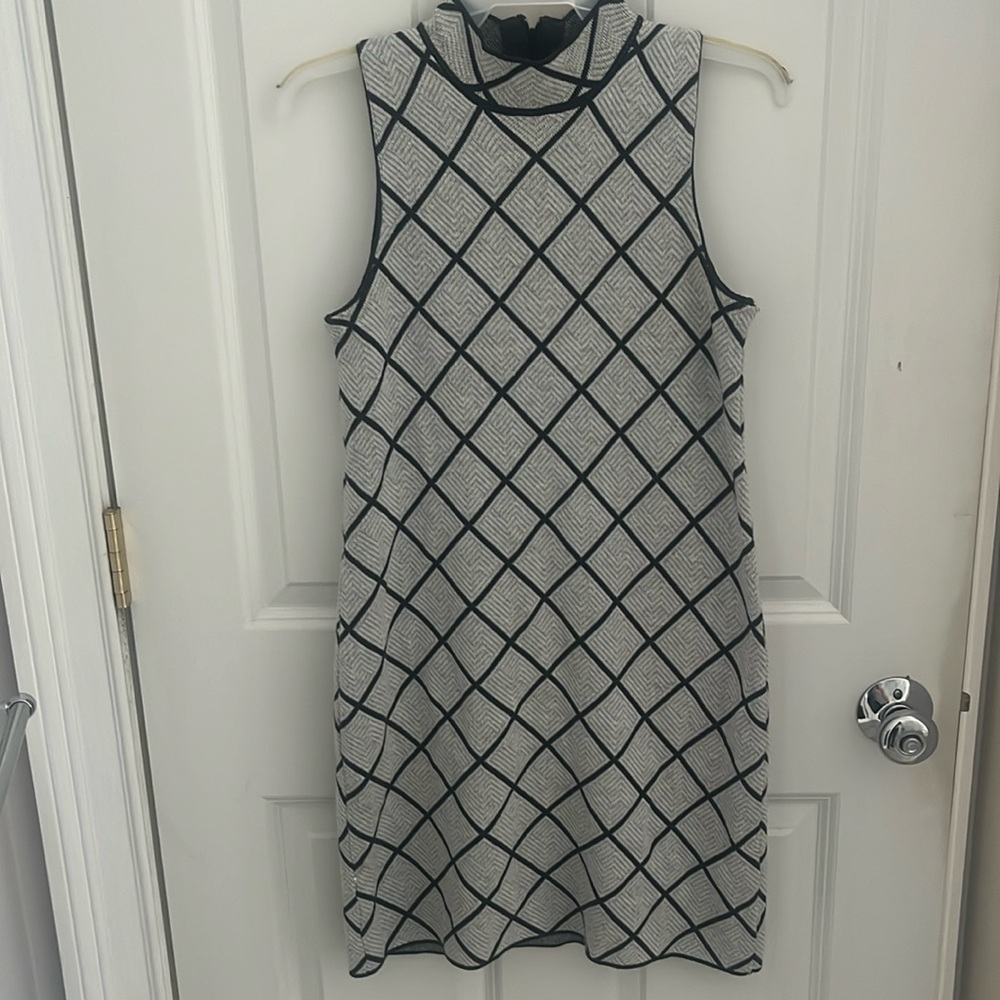 Gray and white high neck midi dress size medium